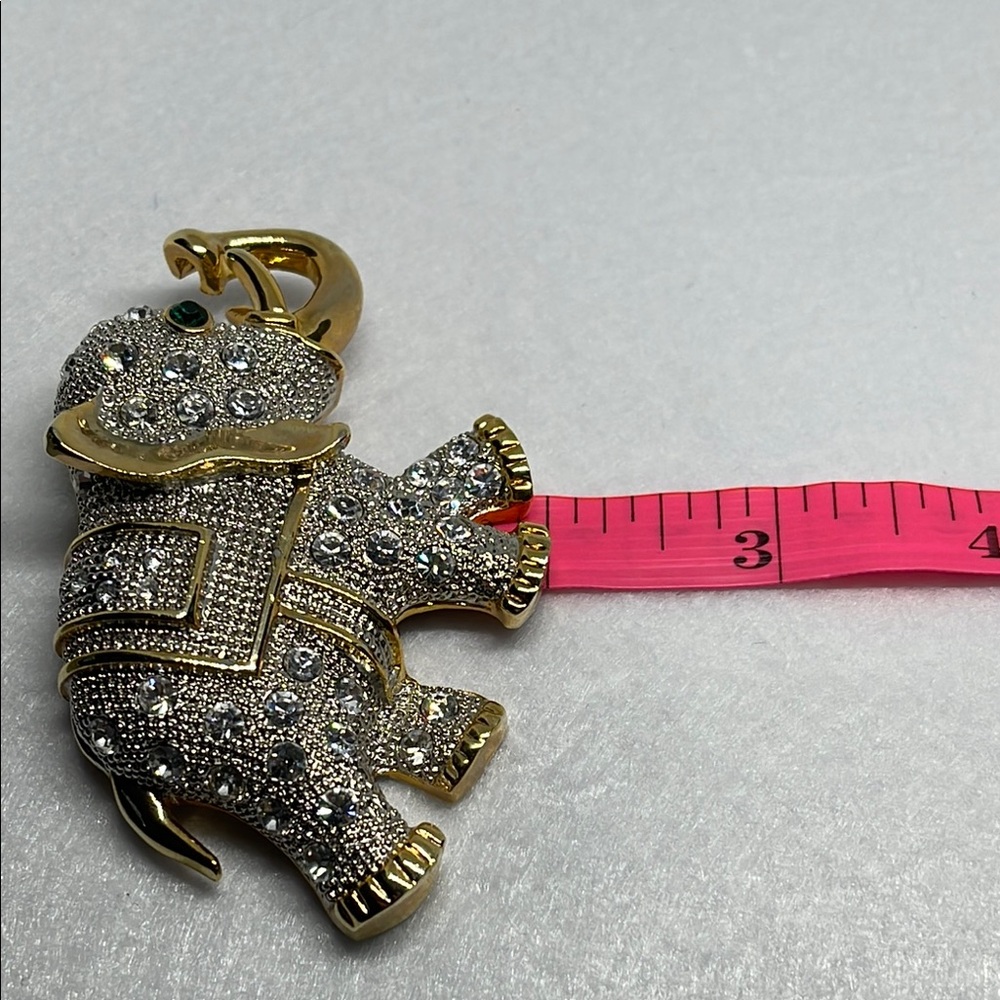 Exceptional Gold and Silver tone vintage large Elephant Brooch pin - Picture 11 of 13